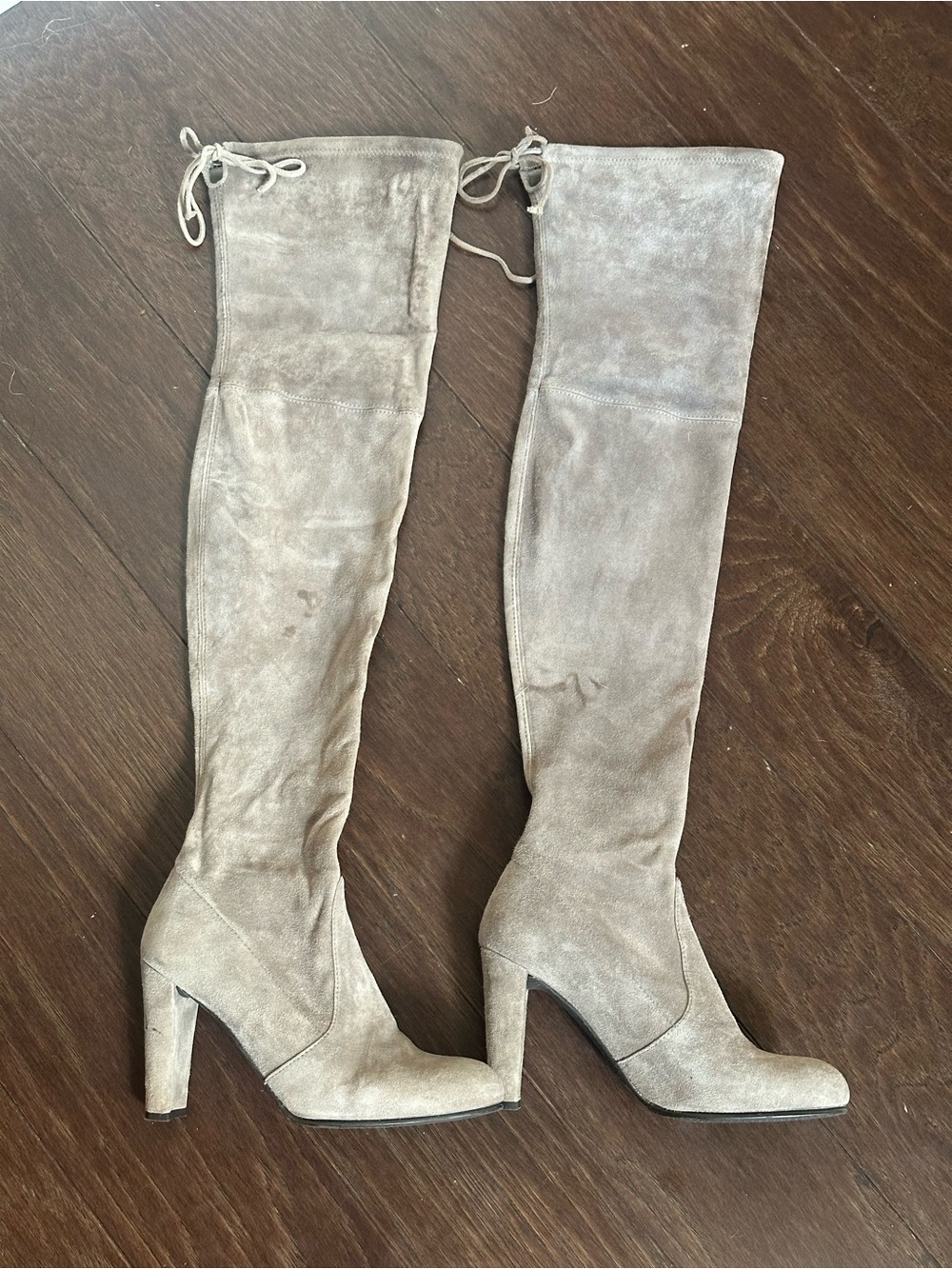 Stuart Weitzman Over-the-Knee Suede Boots in Light Gray